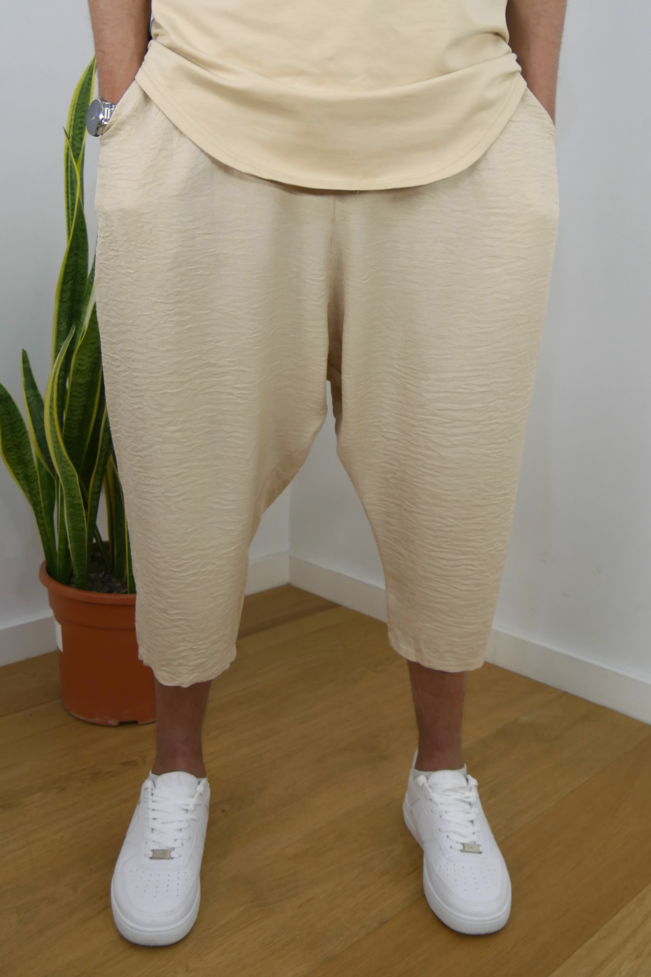 Sarouel Lin décontracté - beige