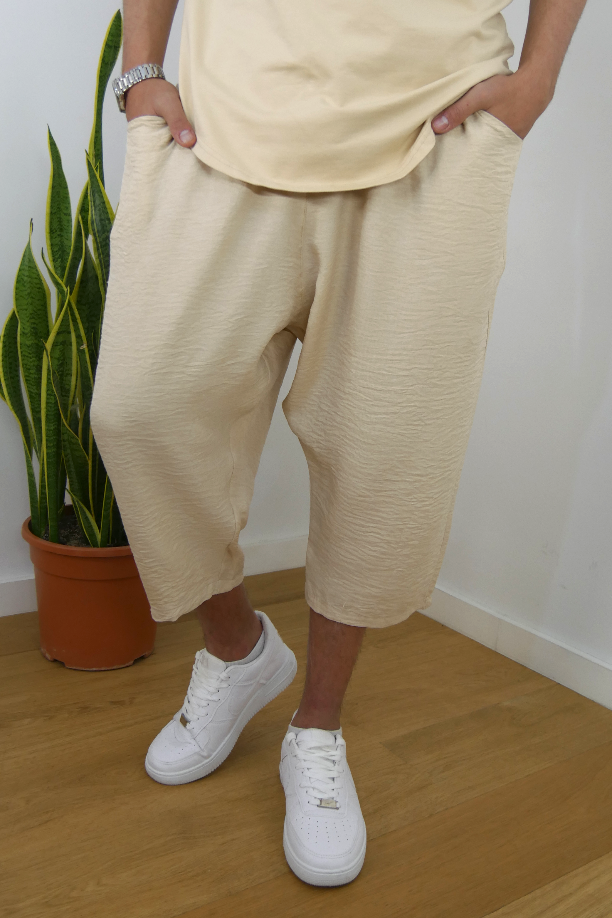 Sarouel Lin décontracté - beige