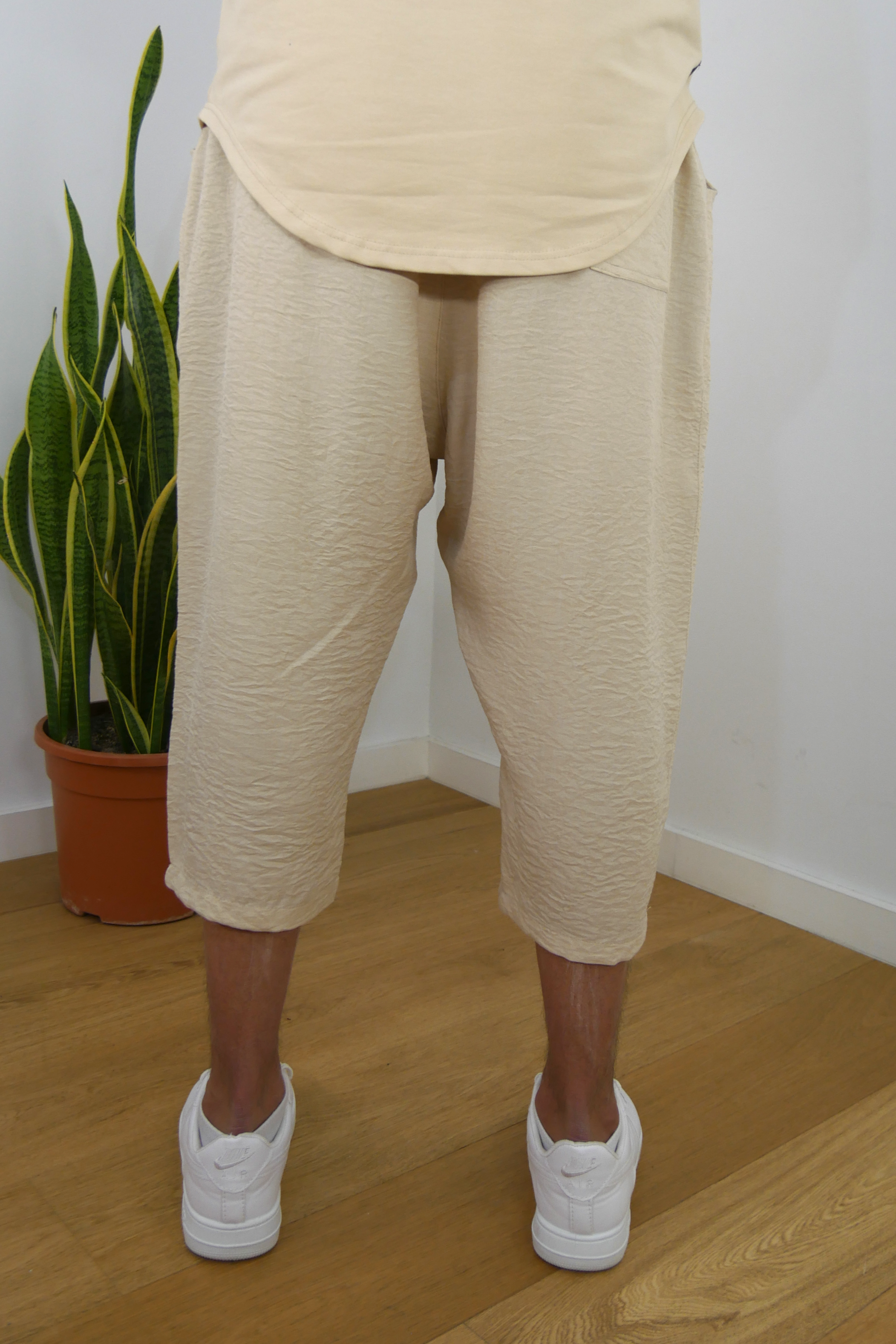 Sarouel Lin décontracté - beige