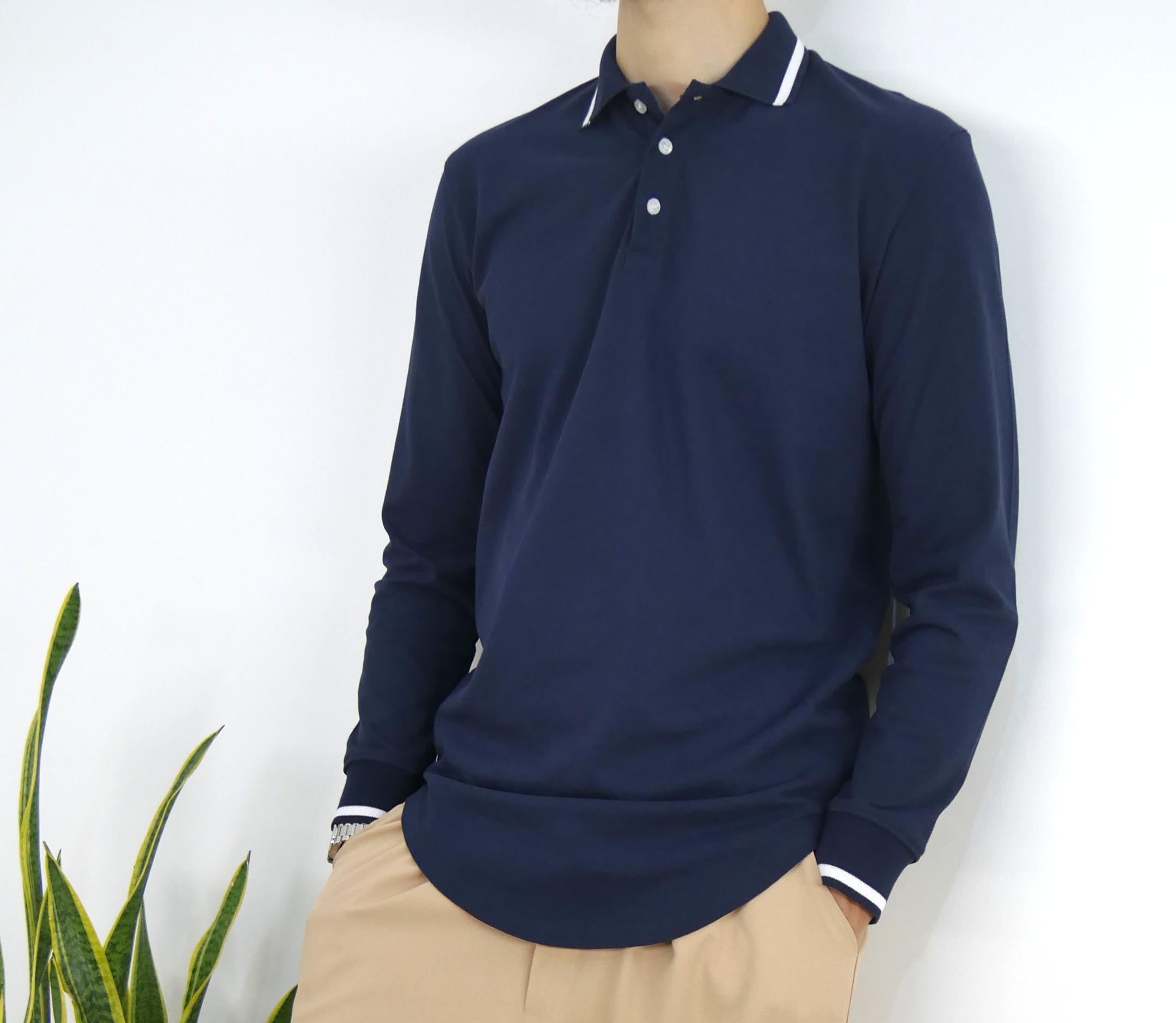 Polo manches longues - Bleu