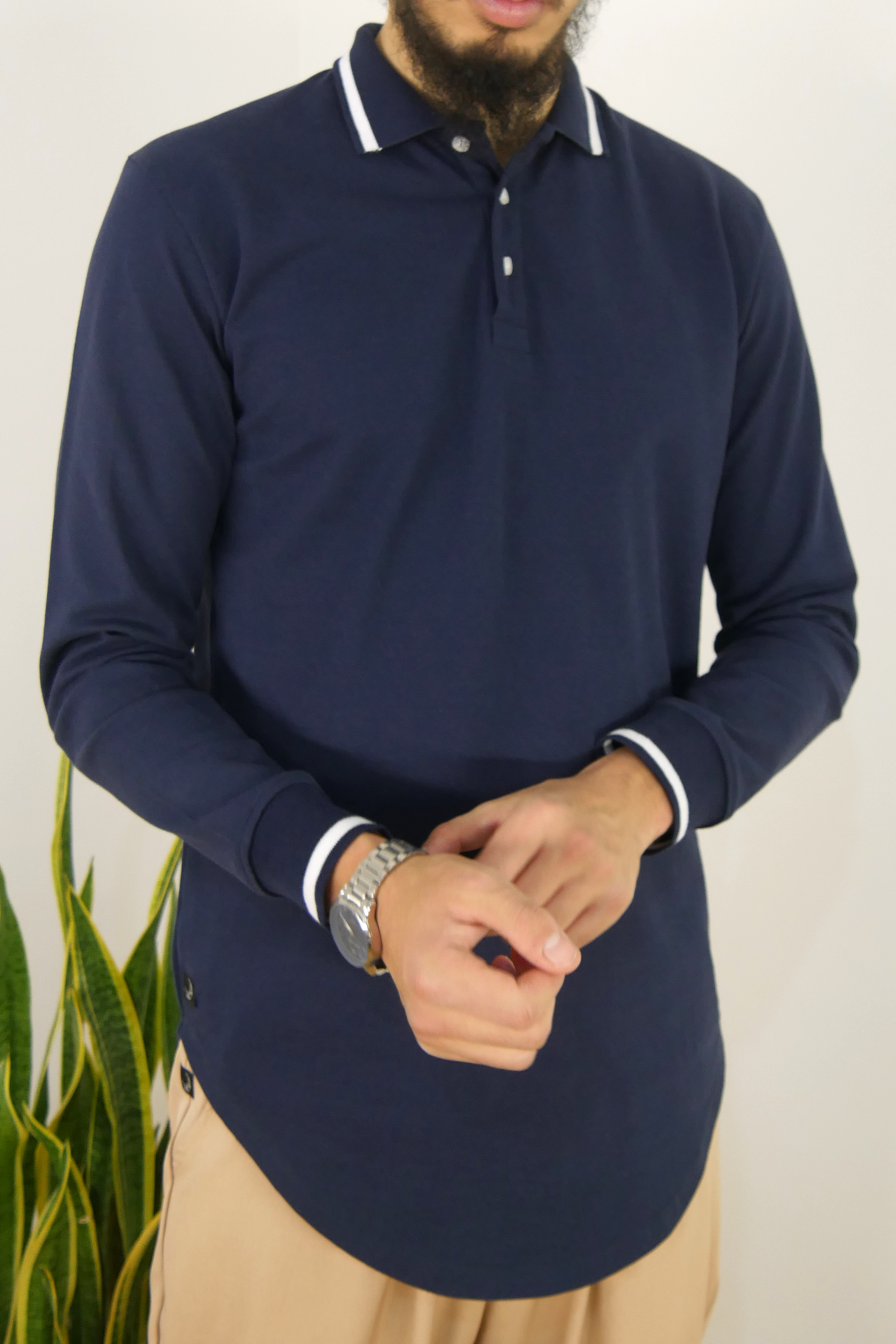 Polo manches longues - Bleu
